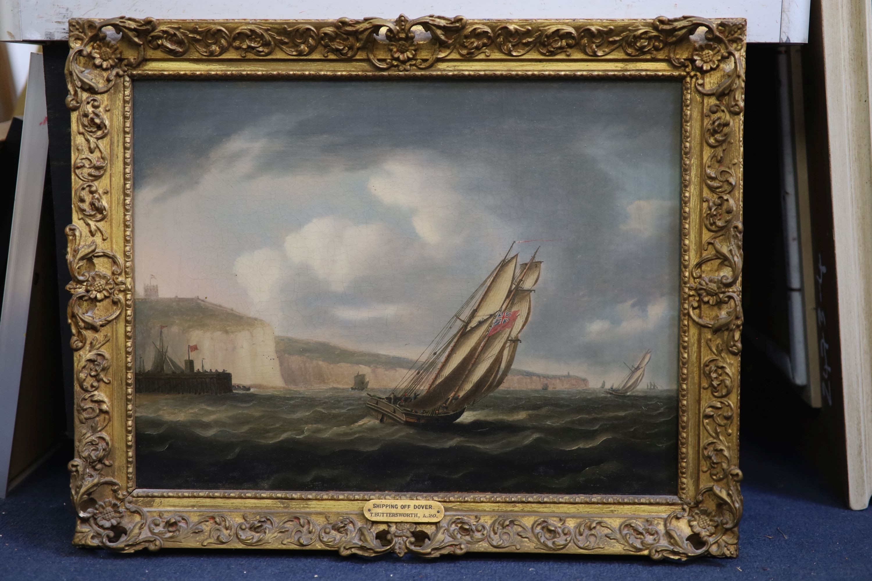 Thomas Buttersworth (1768-1842), Shipping off Dover, oil on canvas, 30 x 40cm